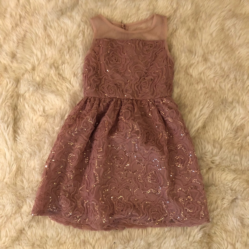 Justice Girls Dusty Rose Gold Flower Dress